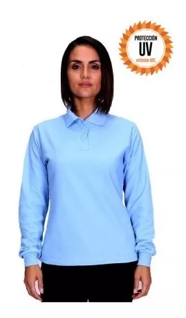 POLERA PIQUE MUJER MANGA LARGA 100% ALGODÓN PREMIUM UV POLO - 1