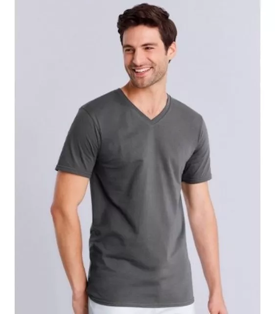 POLERA MANGA CORTA HOMBRE CUELLO EN V 100% ALGODON - 1