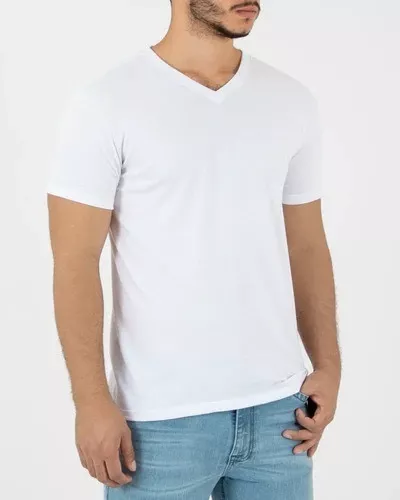 POLERA MANGA CORTA HOMBRE CUELLO EN V 100% ALGODON - 3