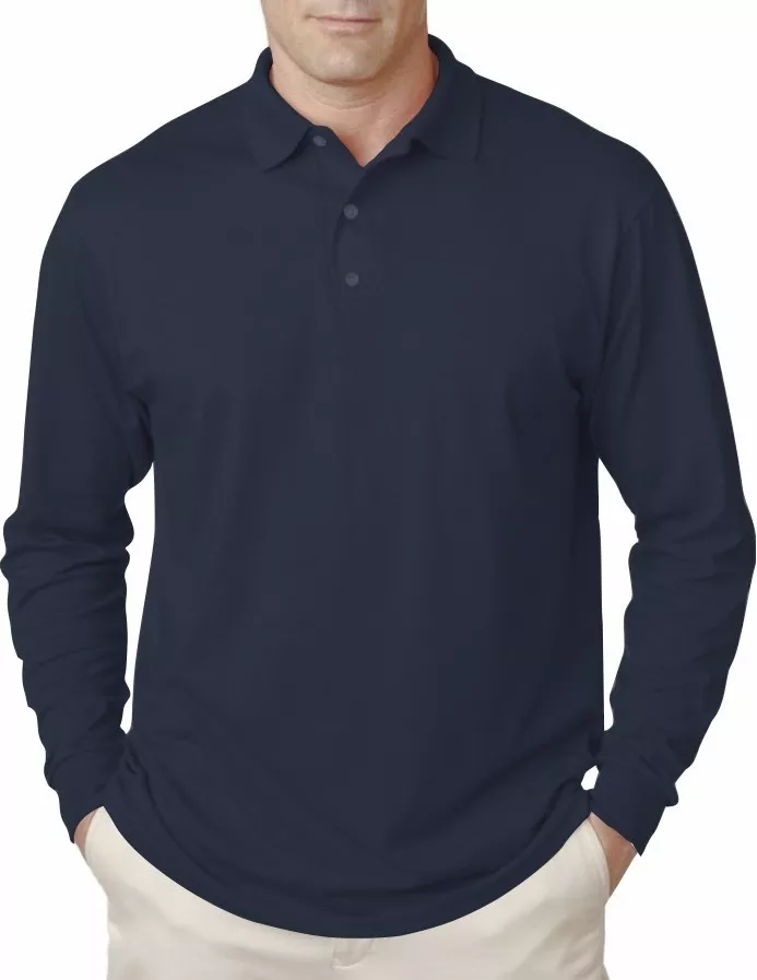 POLERA HOMBRE PIQUE MANGA LARGA 100 % ALGODÓN PREMIUM UV UPF - 1