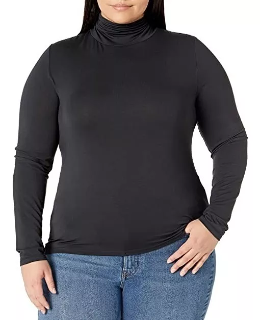 CAMISETA ENTALLADA MUJER BEATLE CUELLO ALTO LICRA MANGA LARG - 2