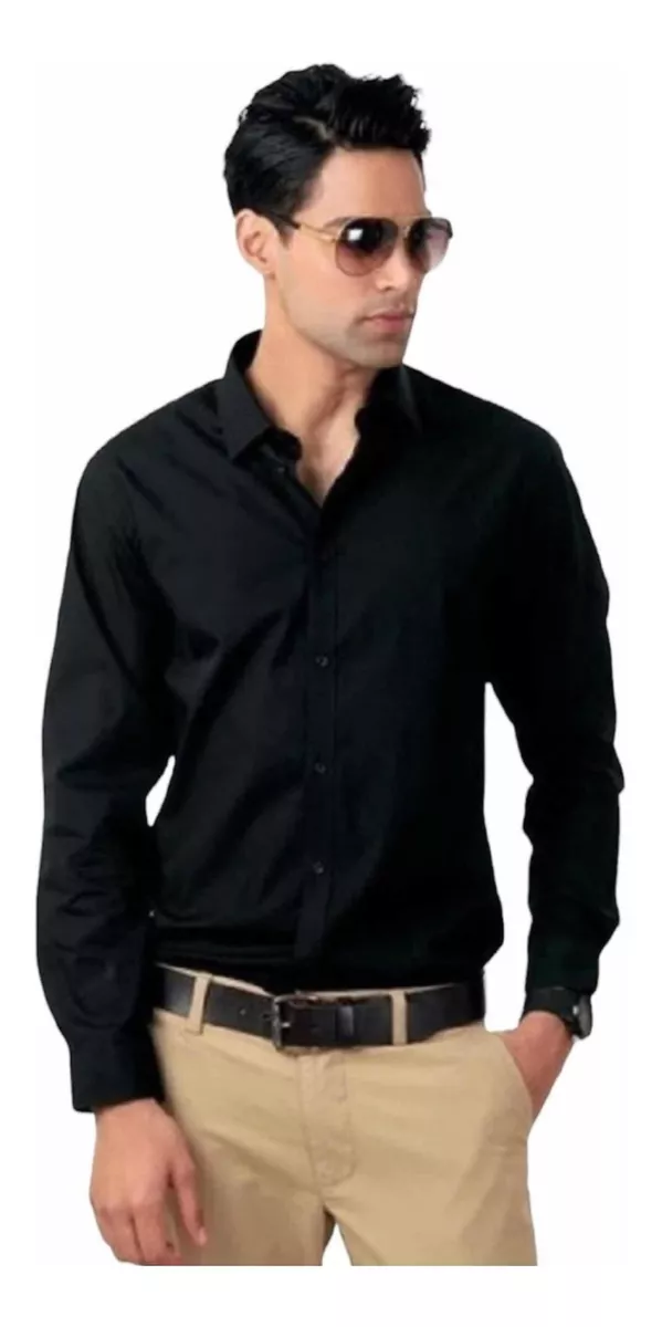 CAMISA PARA HOMBRE MANGA LARGA OXFORD CASUAL UNICOLOR - 1