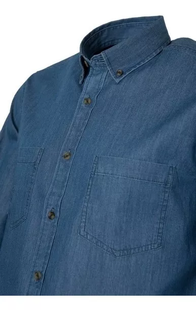 CAMISA JEANS HOMBRE AZUL DOBLE BOLSILLO 100% ALGODÓN - 5