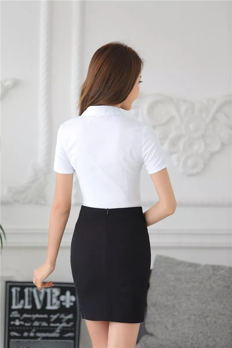 CAMISA MUJER MANGA CORTA OXFORD CUELLO EN V BLUSA ALGODÓN - 2
