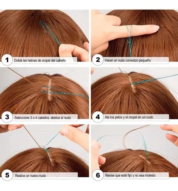 PACK X12 EXTENSIONES CABELLO SINTÉTICO GLITTER HAIR METÁLICO 50 CM - 3