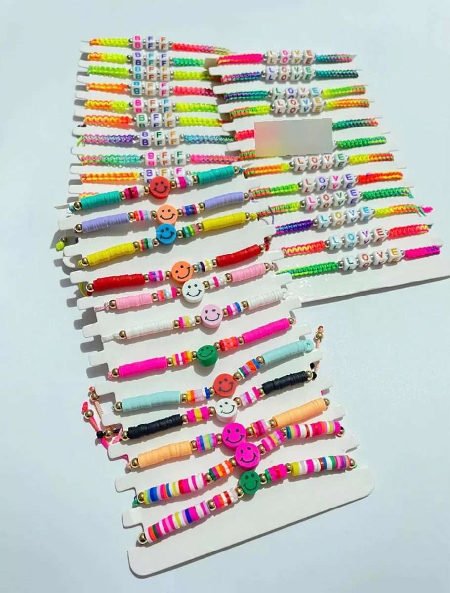 PACK X12 PULSERAS INFANTIL JUVENIL MACRAMÉ CERÁMICA SMILEY - 3