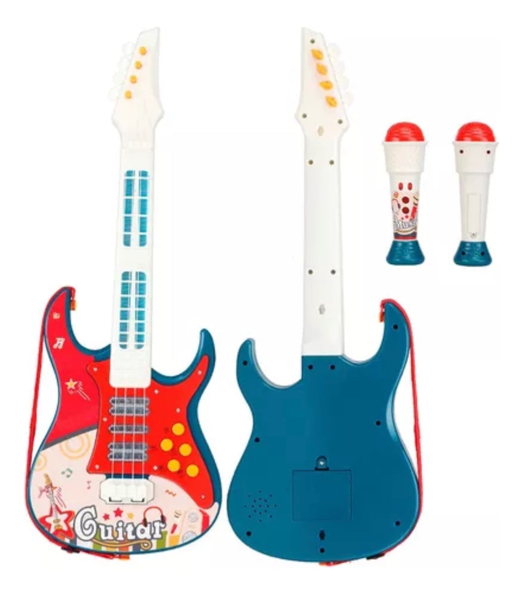 GUITARRA NIÑOS ELÉCTRICA CON MICRÓFONO CLASICA JUGUETE - 1