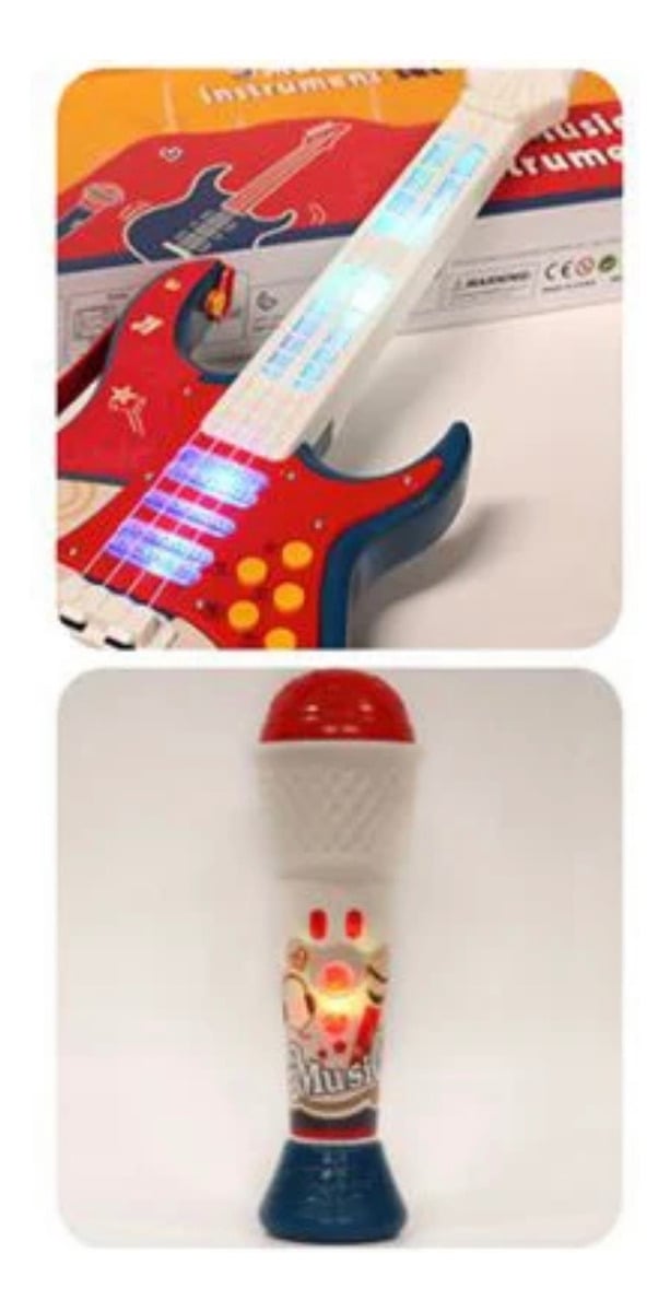 GUITARRA NIÑOS ELÉCTRICA CON MICRÓFONO CLASICA JUGUETE - 2