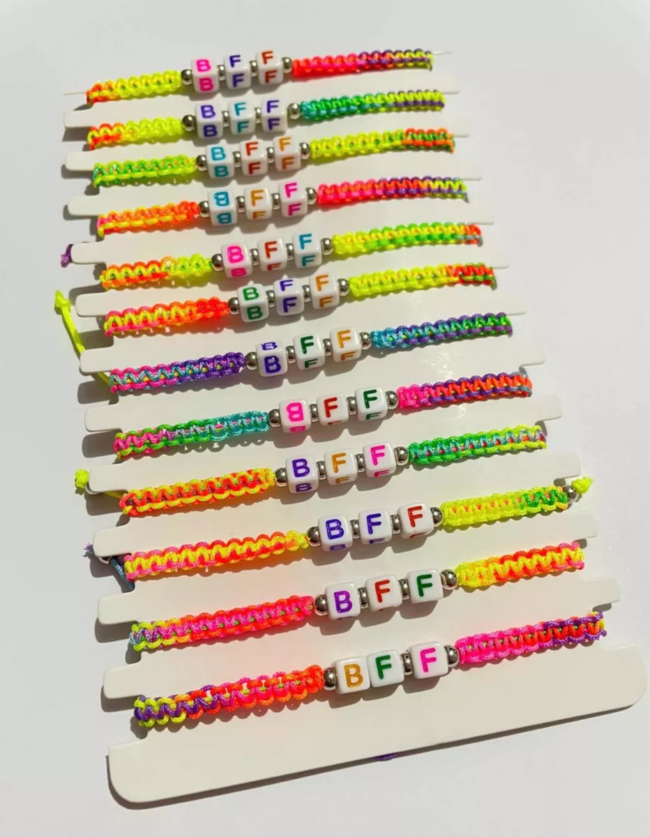 PACK X12 PULSERAS INFANTIL JUVENIL MACRAMÉ CERÁMICA LETRAS - 1