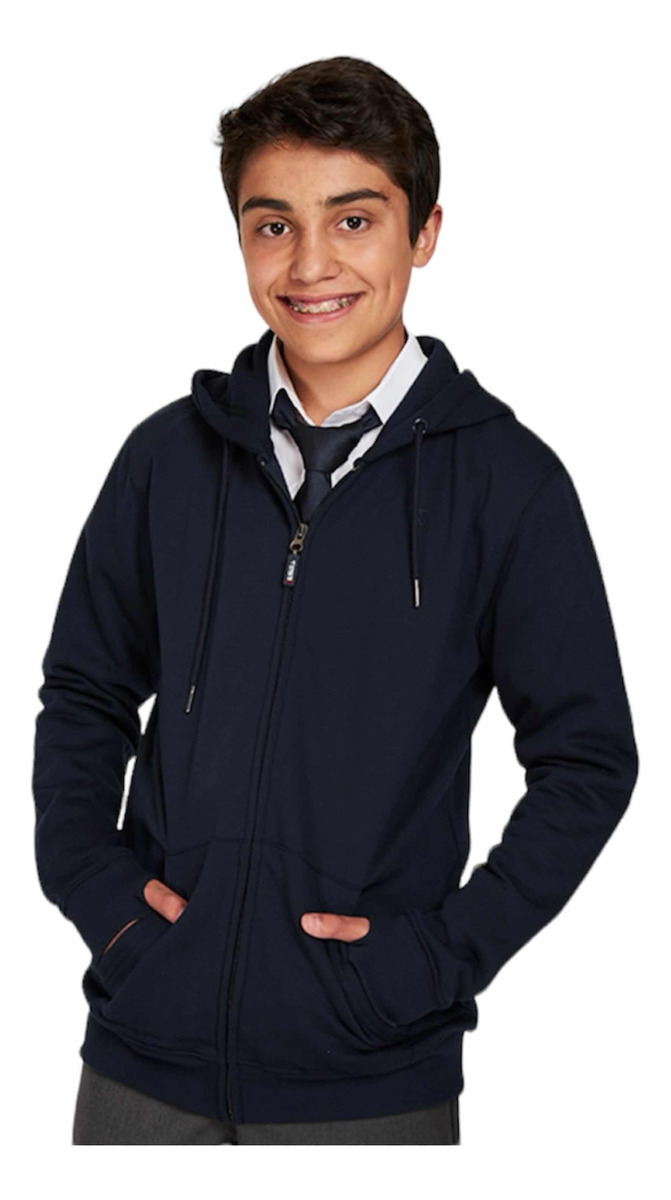 POLERON ALGODÓN UNISEX POLERONES URBAN PEOPLE CON CIERRE ESCOLAR JUVENIL CON CAPUCHA - 1