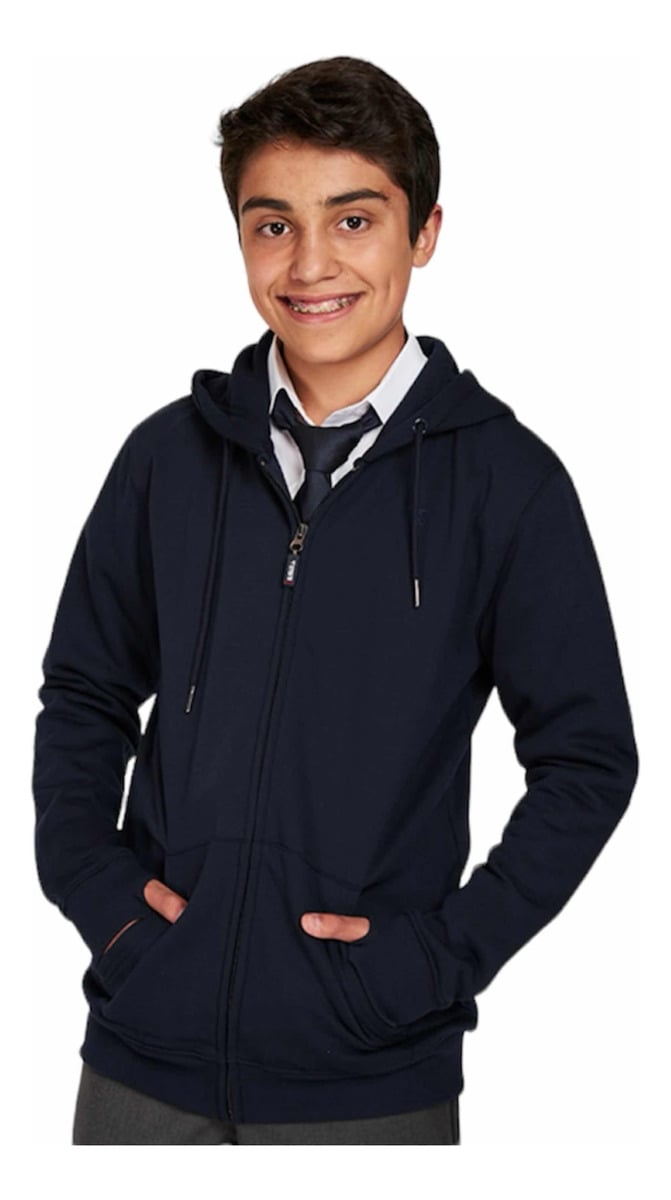 POLERON ALGODÓN UNISEX POLERONES URBAN PEOPLE CON CIERRE ESCOLAR JUVENIL CON CAPUCHA - 1