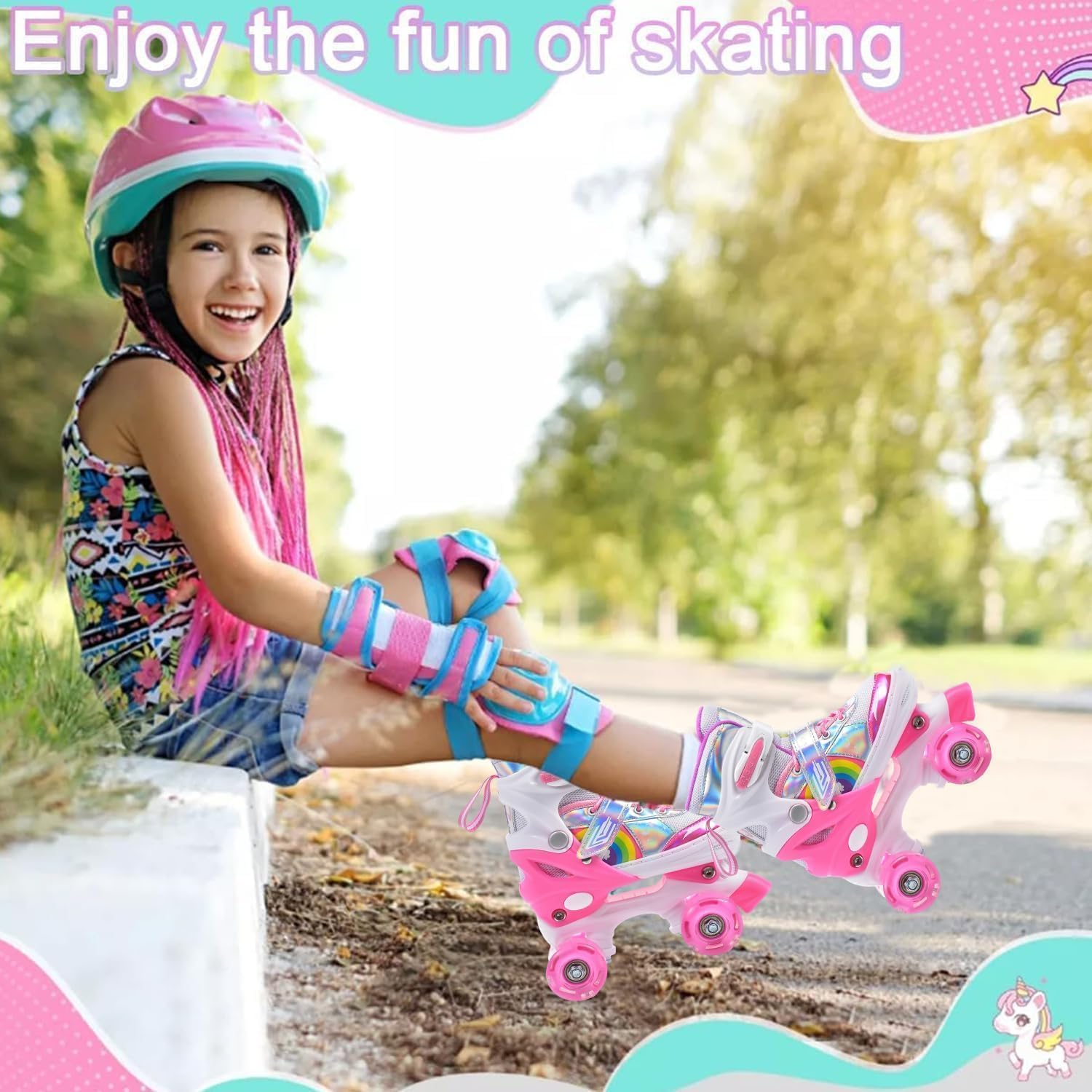 KIT PATINAJE PARA NIÑA PATINES LED CON PROTECCIÓN UNICORNIO - 5