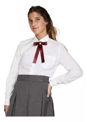 BLUSA ESCOLAR ALGODÓN NIÑA 100FIT CAMISA COLEGIO - 1