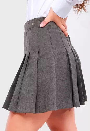 FALDA ESCOLAR ALGODÓN NIÑA 100FIT GRIS JUVENIL COLEGIO - 1