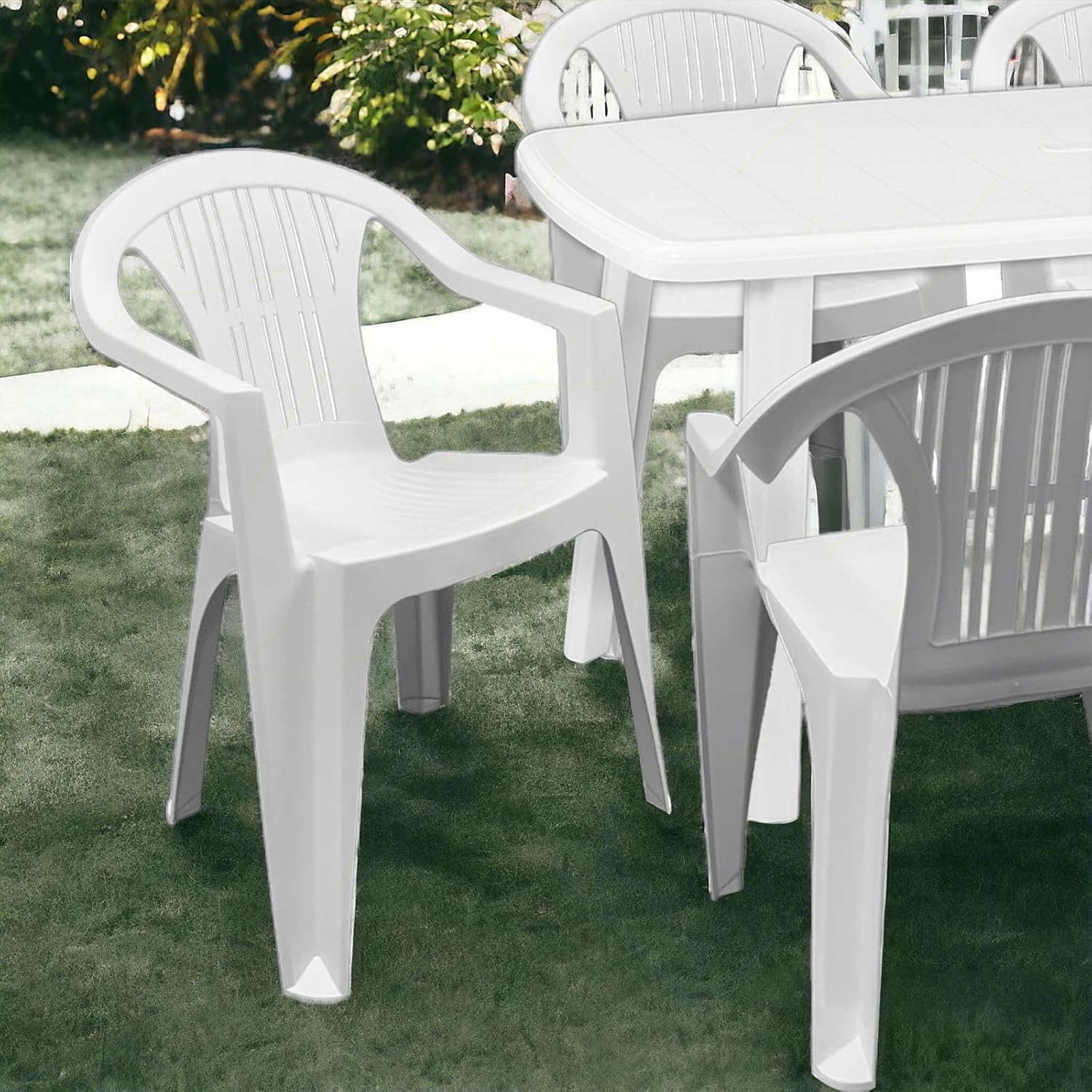 JUEGO MESA RECTANGULAR Y 6 SILLAS TERRAZA PLEGABLE PLASTICA - 3