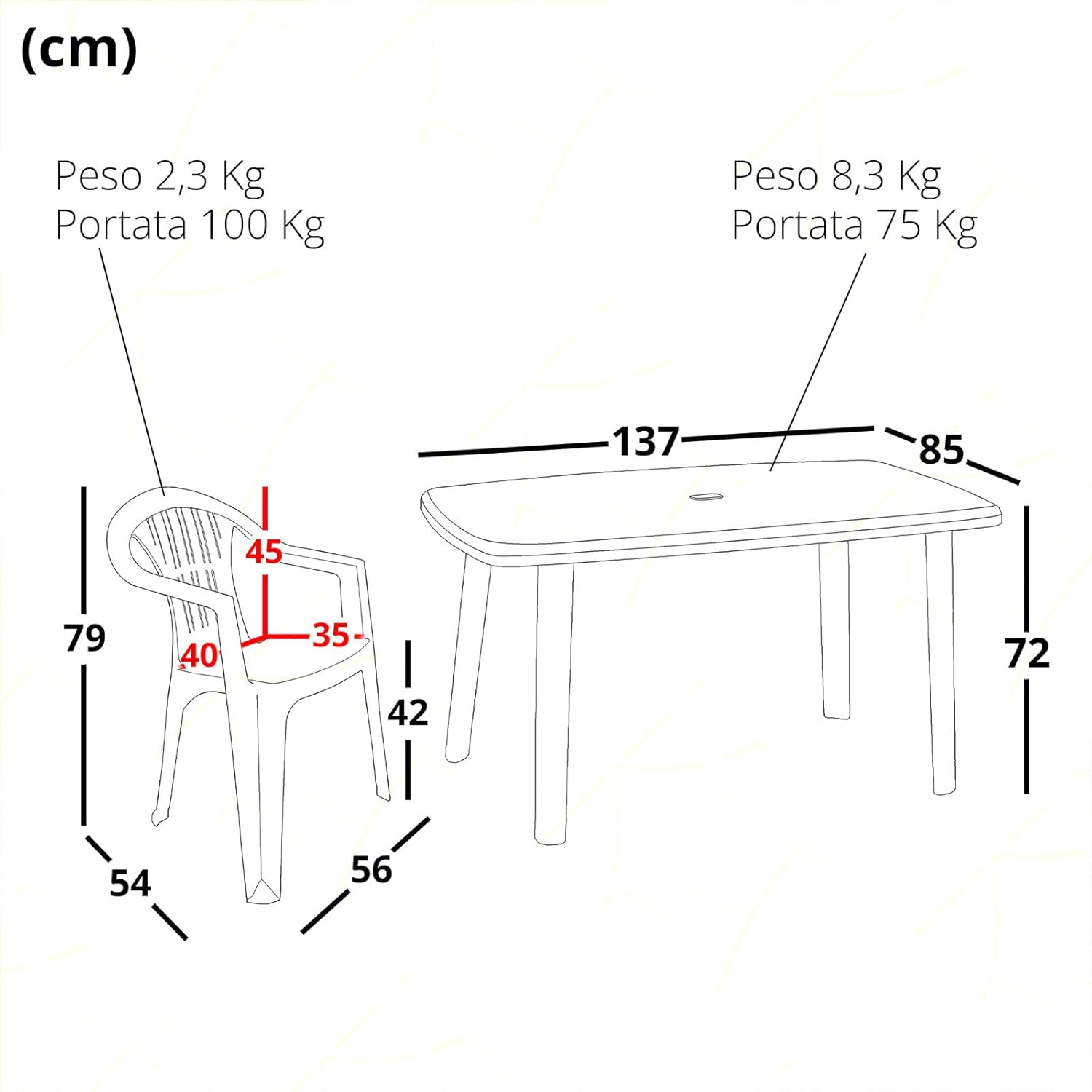 JUEGO MESA RECTANGULAR Y 6 SILLAS TERRAZA PLEGABLE PLASTICA - 4