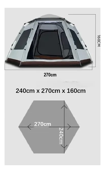 CARPA HEXAGONAL AUTOMATICA CAMPING 6 PERSONAS 240X270X160 - 5