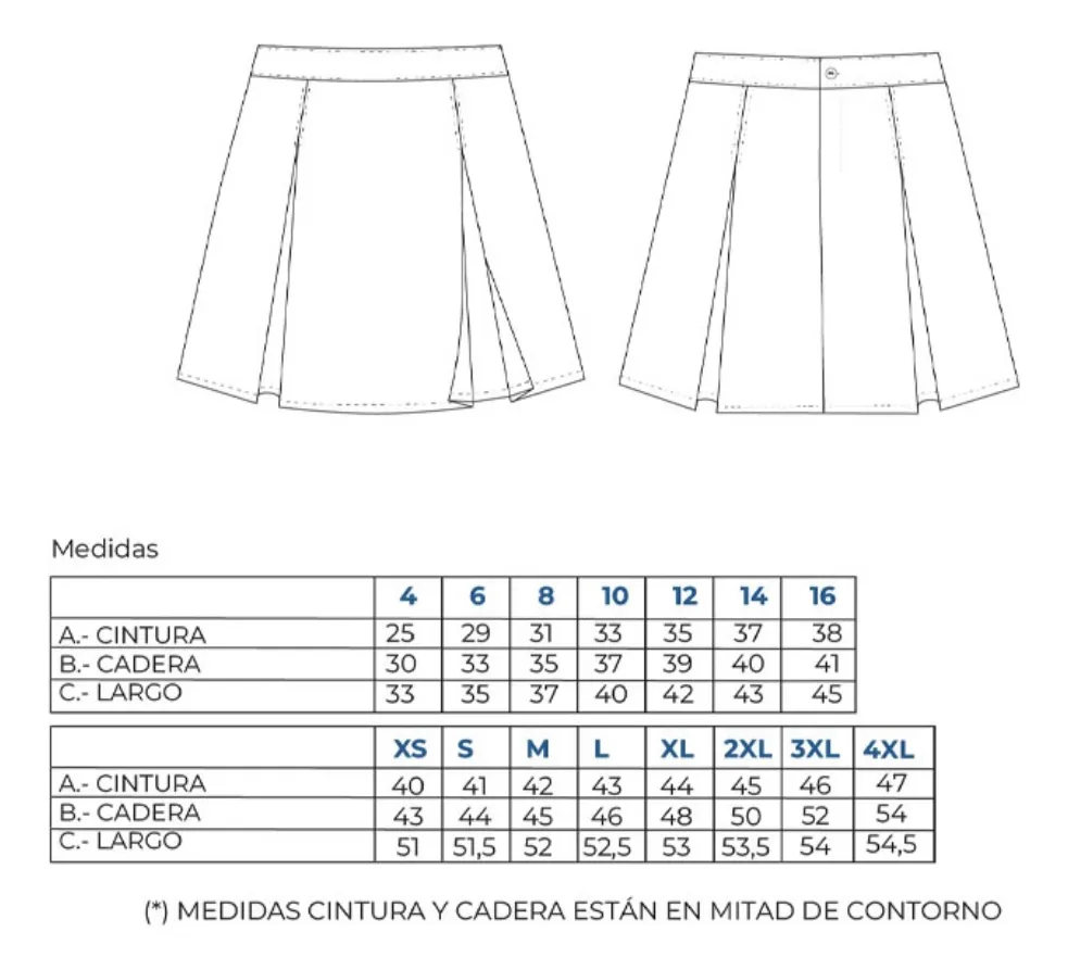 FALDA ESCOLAR NIÑA AZUL 100% ALGODON COLEGIO JUVENIL - 3