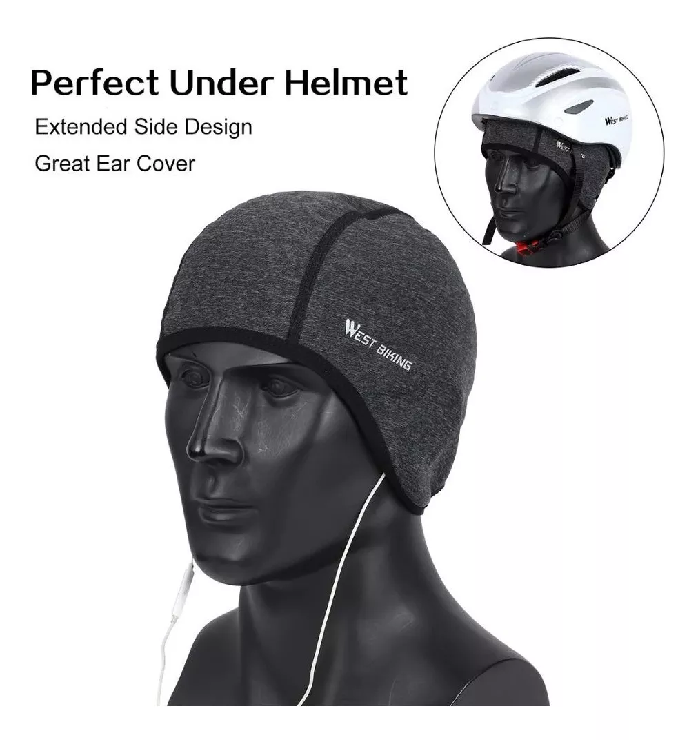 GORRO WEST BIKING GRIS PARA DEPORTES Y CICLISMO DÍAS FRÍOS E INVIERNO - 3