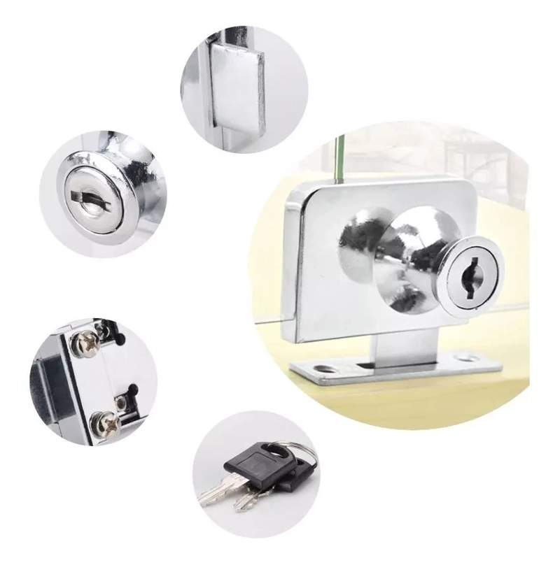 CERRADURA PUERTA VIDRIO MUEBLE DOBLE 5 A 8 MM - 1