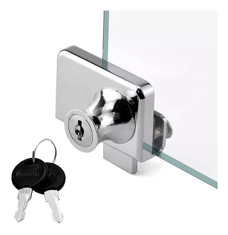 CERRADURA PUERTA VIDRIO MUEBLE DOBLE 5 A 8 MM - 4