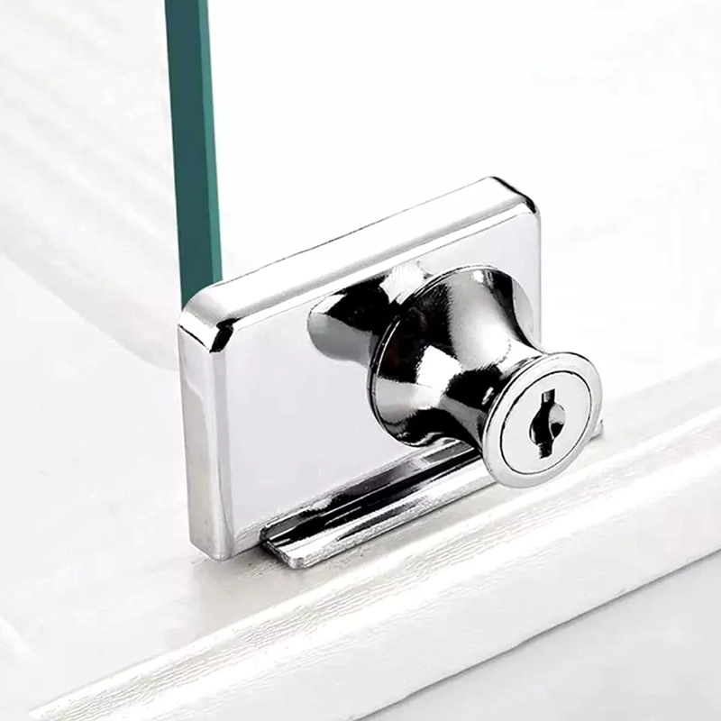 CERRADURA PUERTA VIDRIO MUEBLE DOBLE 5 A 8 MM - 5