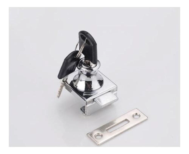 CERRADURA VIDRIO TEMPLADO SEGURA Y RESISTENTE MUEBLES PLATEADO - 2