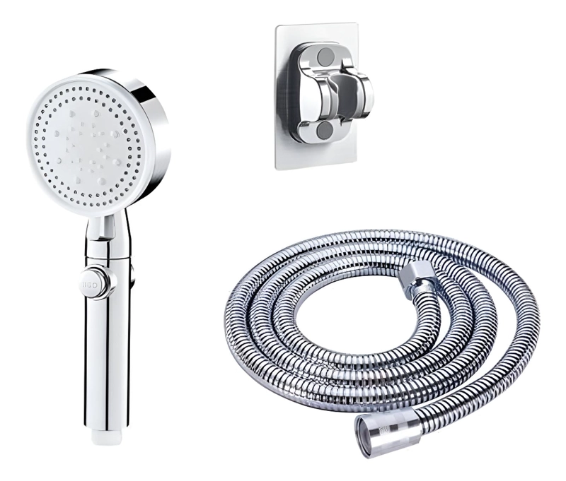 SET CABEZAL DE DUCHA 6 MODOS ACCESORIOS MANGUERA Y SOPORTE - 1