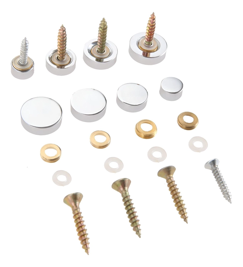 SET 4 TORNILLOS CON TAPA INSTALACION ESPEJOS DECORATIVOS TAMAÑO 10 MM 10 MM (4 UNIDADES) - 1