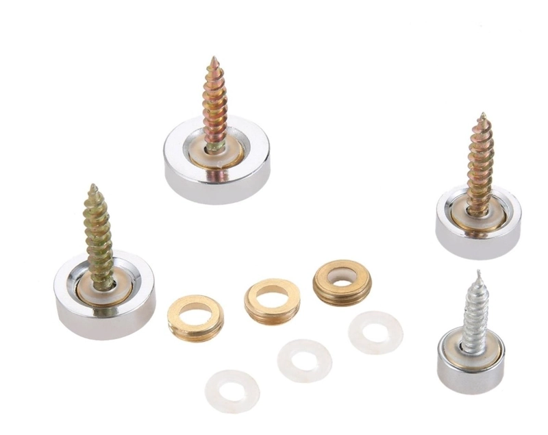SET 4 TORNILLOS CON TAPA INSTALACION ESPEJOS DECORATIVOS TAMAÑO 10 MM 10 MM (4 UNIDADES) - 3