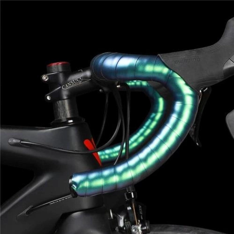 CINTA DE MANILLAR REFLECTANTE VERDE ELÉCTRICO PARA BICICLETA - 3
