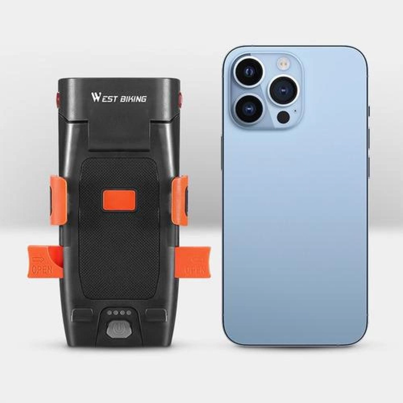 LUZ DELANTERA WEST BIKING 5 EN 1 SOPORTE CELULAR BOCINA POWER BANK - 6