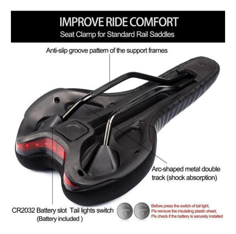 SILLÍN WEST BIKING GEL ANTIPROSTÁTICO LUZ COMODIDAD ASIENTO BICICLETA - 8