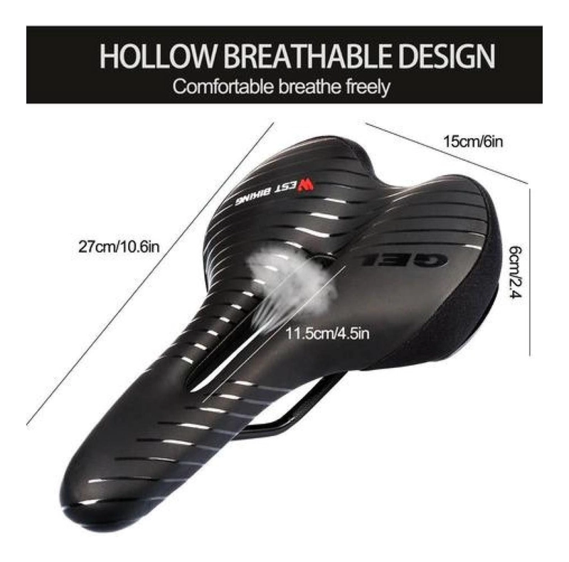 SILLÍN WEST BIKING GEL ANTIPROSTÁTICO LUZ COMODIDAD ASIENTO BICICLETA - 9