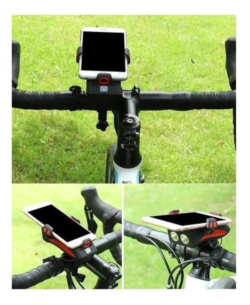 LUZ BOCINA WEST BIKING PORTA CARGA CELULAR BICICLETA DELANTERA FOCO USB - 8