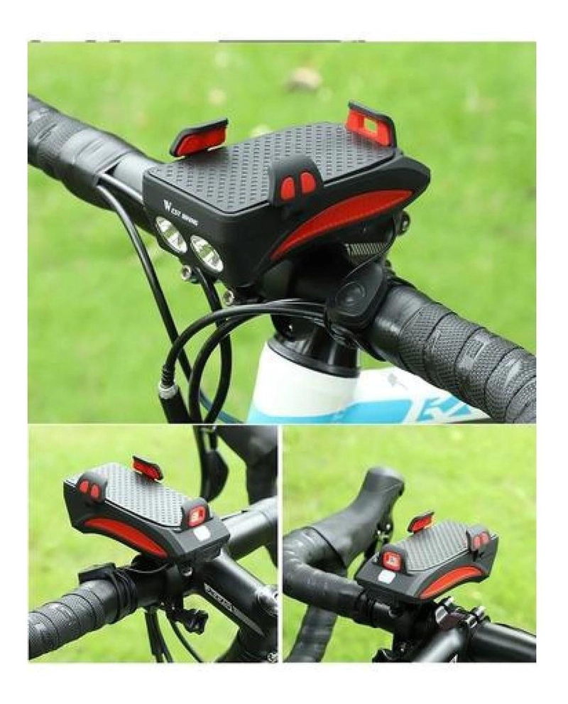 LUZ BOCINA WEST BIKING PORTA CARGA CELULAR BICICLETA DELANTERA FOCO USB - 9