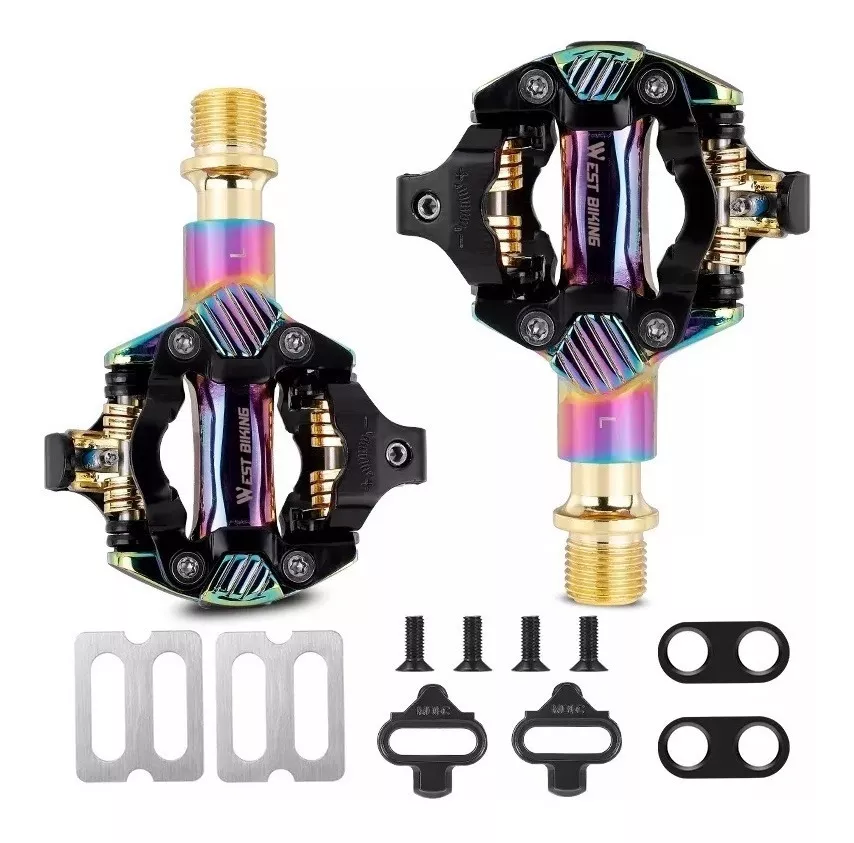 PEDALES + CALAS WEST BIKING ANCLAJE SPD WESTBIKING PARA MTB CICLISMO - 1