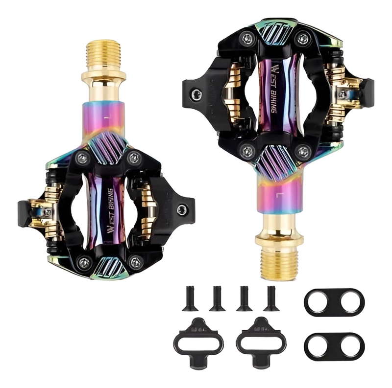 PEDALES + CALAS WEST BIKING ANCLAJE SPD WESTBIKING PARA MTB CICLISMO - 3