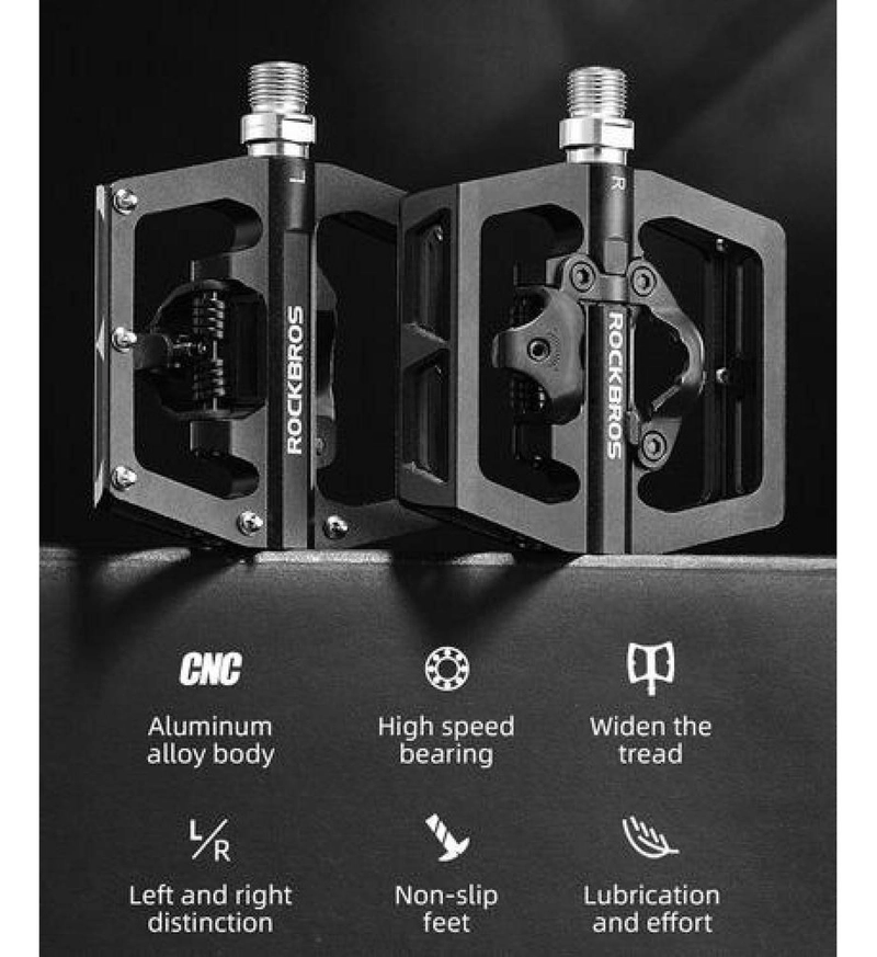 PEDALES ROCKBROS MIXTOS PLATAFORMA / FIJACIÓN. MTB BICICLETA - 6