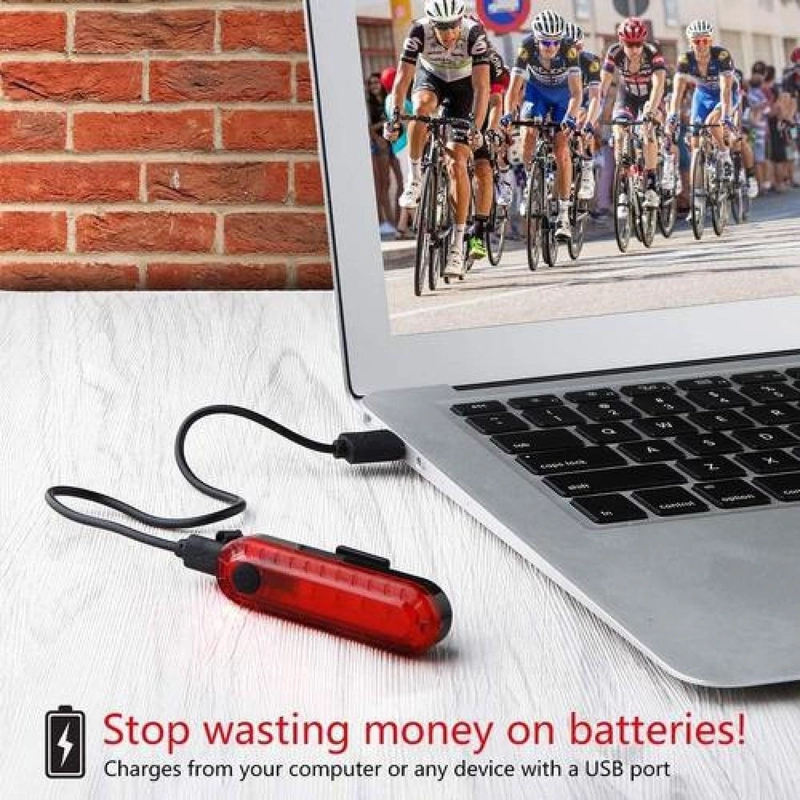 LUZ BRILLANTE ROJA PARA BICICLETA, TRASERA USB MULTICOLOR - 7