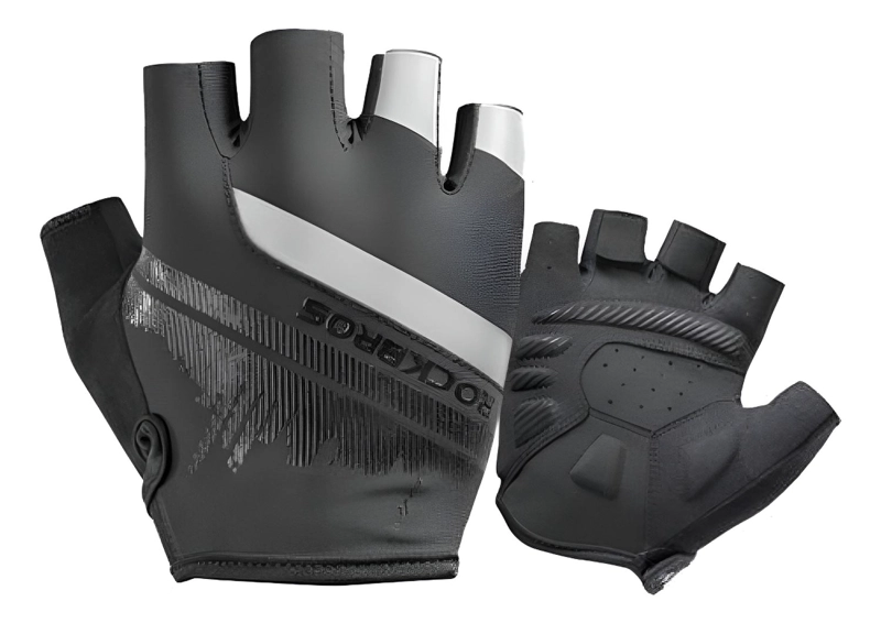 GUANTES ROCKBROS REFLECTANTES DEDO CORTO MTB RUTA BICICLETA - 1