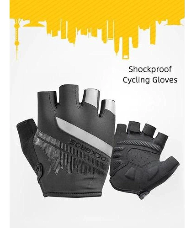 GUANTES ROCKBROS REFLECTANTES DEDO CORTO MTB RUTA BICICLETA - 3