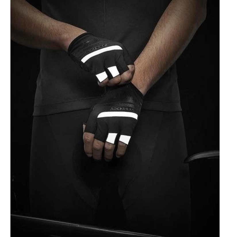 GUANTES ROCKBROS REFLECTANTES DEDO CORTO MTB RUTA BICICLETA - 7