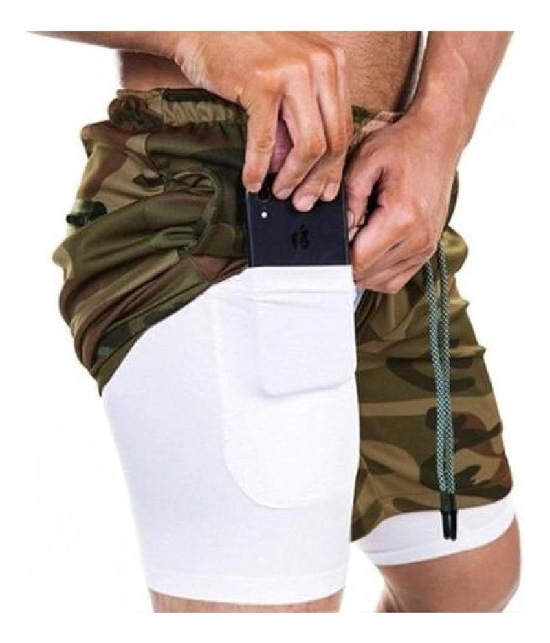 SHORT HOMBRE OEM ALEACIÓN GIMNASIO CON CALZA Y BOLSILLO PARA CELULAR - 1
