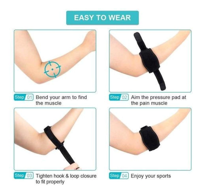 SOPORTE CODO EPICONDILITIS TENDINITIS DEPORTIVO DOLOR CODERA NEGRO - 3