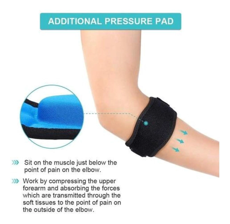 SOPORTE CODO EPICONDILITIS TENDINITIS DEPORTIVO DOLOR CODERA NEGRO - 4