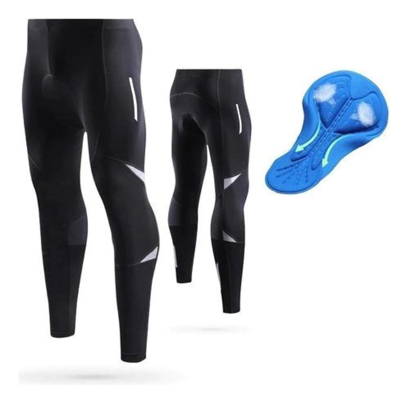 CALZA CICLISMO UNISEX LIXADA GEL ACOLCHADA PIERNA LARGA REFLECTANTE - 2