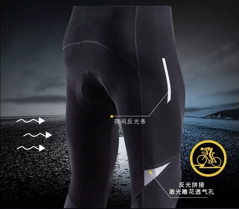 CALZA CICLISMO UNISEX LIXADA GEL ACOLCHADA PIERNA LARGA REFLECTANTE - 4