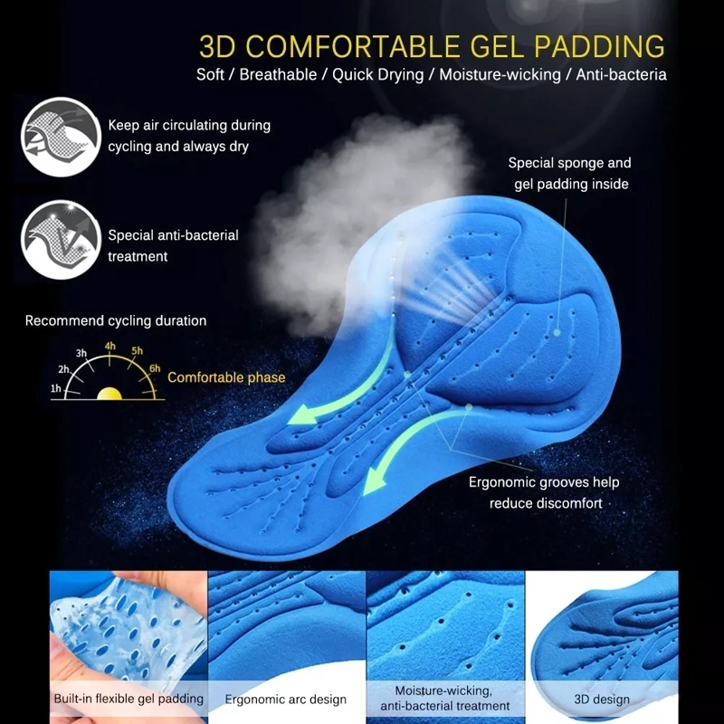 CALZA CICLISMO UNISEX LIXADA GEL ACOLCHADA PIERNA LARGA REFLECTANTE - 5