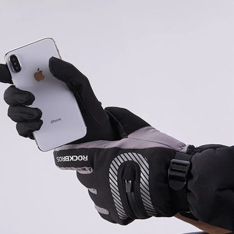 GUANTES FRIO EXTREMO ROCKBROS 2 EN 1. NIEVE MOTO BICICLETA GRIS M - 8